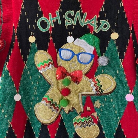 Blizzard Bay Ugly Christmas Sweater Vest XL Gingerbread “Oh Snap!” 3D Decor - Picture 1 of 5
